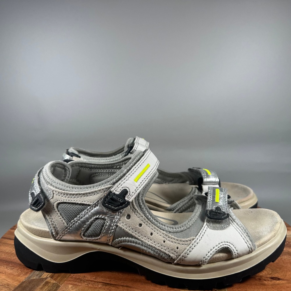 ECCO Offroad Silver Grey Leather Sport Sandals Womens 41 US 10-10.5